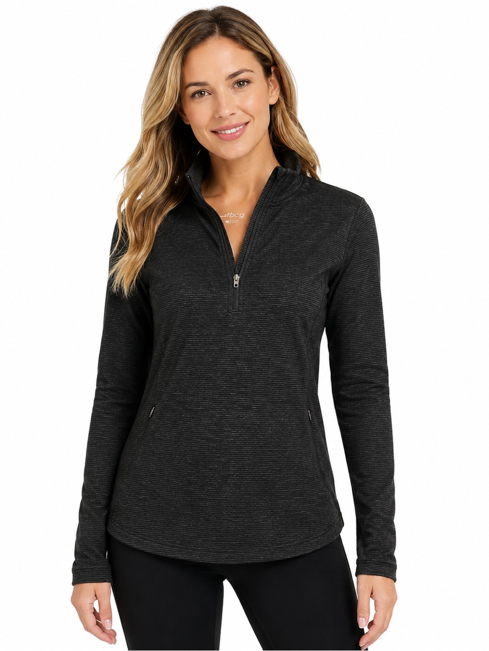 Half-Zip Long Sleeve Active Top in Charcoal - 0815